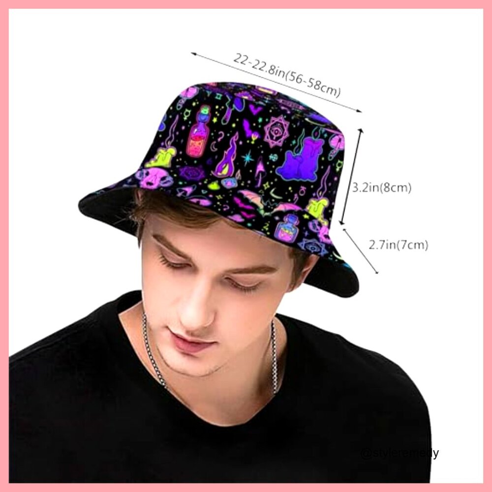 Polyester Bucket Hat Packable Sun Cap Adjustable … - image 3